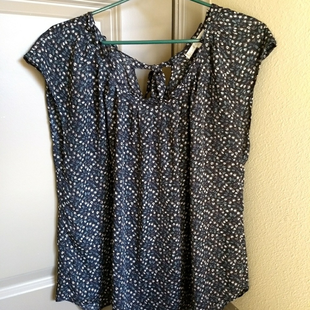 Lauren Conrad Floral Navy Blouse